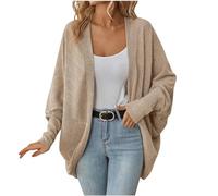 Womens Cardigans Knitted Waistcoats for Women Batwing Sleeve Plus Size Long Cardigan Open Front Women Jacket Summer Solid Color Women's Sweater Knitted Kimono Cardigan Womens Jackets Size 14 Khaki