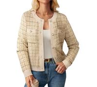 Women's Cardigans Ladies Elegant Solid Buttons Sweater for Office Business Warm Fluffy Party Cardigans for Dress Light Apricot L