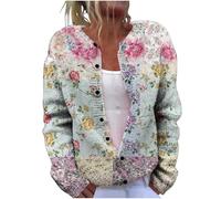 Women's Cardigans Long Sleeve Sweater Floral Print Vintage Open Front Lightweight Knitwear Loose Knitted Cardigan Autumn Winter Sweater Button Up Casual Coat Outerwear Ladies Tops