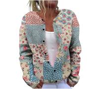 Women's Cardigans Long Sleeve Sweater Floral Print Vintage Open Front Lightweight Knitwear Loose Knitted Cardigan Autumn Winter Sweater Button Up Casual Coat Outerwear Ladies Tops