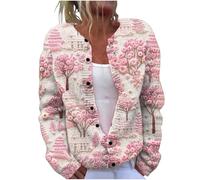 Women's Cardigans Long Sleeve Sweater Floral Print Vintage Open Front Lightweight Knitwear Loose Knitted Cardigan Autumn Winter Sweater Button Up Casual Coat Outerwear Ladies Tops