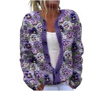 Women's Cardigans Long Sleeve Sweater Floral Print Vintage Open Front Lightweight Knitwear Loose Knitted Cardigan Autumn Winter Sweater Button Up Casual Coat Outerwear Ladies Tops