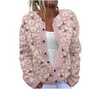 Women's Cardigans Long Sleeve Sweater Floral Print Vintage Open Front Lightweight Knitwear Loose Knitted Cardigan Autumn Winter Sweater Button Up Casual Coat Outerwear Ladies Tops