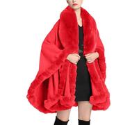 Womens Cardigans Size 12 Black Women's Luxurious Fashionable Warm Cape Shawl Jacket Suitable for Spring Autumn and Winter White Faux Coat Cape Shawl Long Womens Cardigans (Red, One Size)