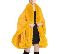 Womens Cardigans Size 12 Black Women's Luxurious Fashionable Warm Cape Shawl Jacket Suitable for Spring Autumn and Winter White Faux Coat Cape Shawl Long Womens Cardigans (Yellow, One Size)