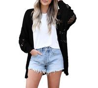 Women's Cardigans Solid Long Sleeve Summer Top Knit Outwear Bohemian Hippie Clothes Ladies Cardigans UK Black, 22-24