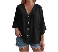 Womens Cardigans Summer Loose 3/4 Sleeve Button Down Cardigans Lightweight Casual Fashion Ladies Outerwear Cotton Linen Beach Cover Ups for Beach Wedding Party Blouse Travel Holiday Vacation