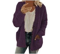 Women's Cardigans Teddy Fleece Jacket Long Sleeve Baggy Loose Fit Sweaters Casual Soft Thermal Knit Tops with Pocekts Open Front Fluffy Cardigan Jackets Kimono Cardigans for Women Purple