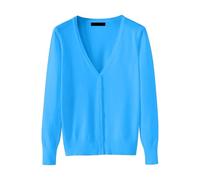 Womens Cardigans UK Long Sleeve V Nevk Basic Fall Tops Office Thermal Fleece Open Front Cardigan Elegant Casual Lightweight Sweater Plain Color Sweaters Tunic Tops for Women UK Sky Blue
