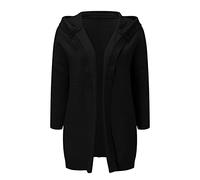 Women's Cardigans Winter Open Front Long Cardigans Loose Fitting Chunky Knit Kimono Hooded Sweater Coat Plus Size Soft Solid Cable Knit Sweater Fall Winter Jumper Jackets (Black, M)