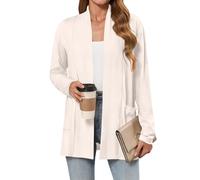 Women's Cardigans with Pocket Lightweight Long Sleeve Open Front Cardigans for Women UK Elegant Casual Ladies Boyfriends Cardigan Jacket for Spring Summer Autumn Beige 5XL
