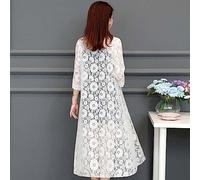 LCDIUDIU Women'S Cardigans, Women’S Long Cardigans Floral Lace Mesh Sheer Shrug Elegant Hollow Crochet Bolero Summer Ladies Light Jacket 3/4 Sleeves Kaftan Bikini Cover-Up Plus Size,White,L