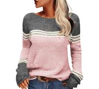 Womens Cardigans,Women'S Autumn Winter Long Sleeve Knit Sweater With Striped Patchwork Round Neck Elegant Floral Crochet Top For Wear