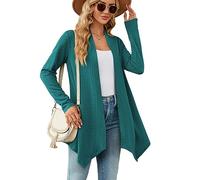 Women'S Cardigans,Women'S Cable Knitted Cardigans Coat Solid Irregular Waterfall Cardigans Sweaters Cardigan Fashion Long Sleeve Open Front Cardigan Fall Elegant Knit Outerwear Jacket,Dark Green,L