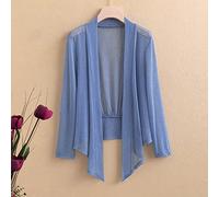 Women'S Cardigans,Women'S Chiffon Bolero Cardigan Elegant Plain Long Sleeve Shrug Jacket Open Front Summer Front Tie Sheer Cardigan Sexy V-Neck Dresses Cover-Up For Festival Party ,Light Blue,L