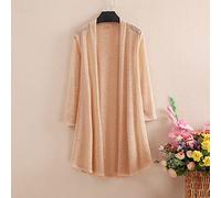 Women'S Cardigans,Women'S Long Chiffon Sheer Mesh Cardigans Kimono Elegant Plain Bikini Cover Up Lightweight Beach Blouses Cardigan Summer Plus Size Long Sleeve Curved Beachwear Poncho,Apricot,L