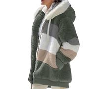 women's cardigans,zip up hoodie women,Fleece Jacket Fashion Loose Plush Zipper Hooded Coat Qversize Jacket Womens Light Plus Size Winter Jackets for Women UK Long Waterproof,a-C,4XL