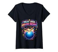 Women's Cardio Drumming Talk Less Drum More Fitness Exercise V-Neck T-Shirt