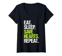 Women's Cardiologist Eat Sleep Routine V-Neck T-Shirt