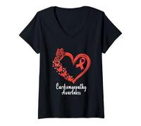 Womens Cardiomyopathy Awareness Heart Cardiomyopathy Warrior V-Neck T-Shirt