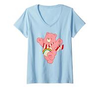 Womens Care Bears Beary Christmas Cheer Bear Happy Greetings V-Neck T-Shirt