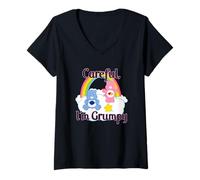 Womens Care Bears Careful, I'm Grumpy Cute Retro Cartoon V-Neck T-Shirt