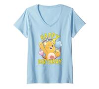 Womens Care Bears Happy Birthday Vintage Birthday Bear Portrait V-Neck T-Shirt