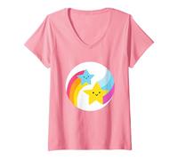 Womens Care Bears: Unlock The Magic Dare to Care Bear Belly V-Neck T-Shirt