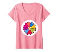 Womens Care Bears: Unlock The Magic Flower Power Bear Belly V-Neck T-Shirt