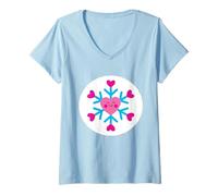 Womens Care Bears: Unlock The Magic Snowflake Sparkle Bear Belly V-Neck T-Shirt