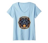Women's Careful Routing Bitcoin Lightning V-Neck T-Shirt