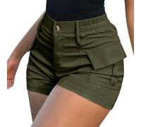 Women's Cargo Denim Shorts Trendy High Wasited Cotton Casual Summer Hot Pants Stylish Slim Fit Mini Jean Shorts Y2K Streetwear Green