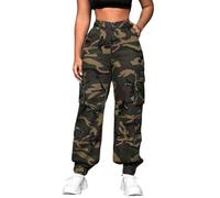 Women's Cargo Jogger Camo Pants with Pockets High Waist Slim Casual Tapered Camouflage Combat Hiking Pants, Camo2911, M