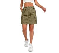 Women's Cargo Mini Skirt, Casual High Waisted A-Line Skirt with Multi Pockets, Y2K Short High Waist Skorts for Women UK Casual Cargo Workout Tennis Skorts with Pockets Summer Skirts Army Green