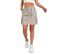 Women's Cargo Mini Skirt, Casual High Waisted A-Line Skirt with Multi Pockets, Y2K Short High Waist Skorts for Women UK Casual Cargo Workout Tennis Skorts with Pockets Summer Skirts Khaki
