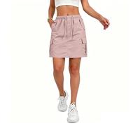 Women's Cargo Mini Skirt, Casual High Waisted A-Line Skirt with Multi Pockets, Y2K Short High Waist Skorts for Women UK Casual Cargo Workout Tennis Skorts with Pockets Summer Skirts Pink
