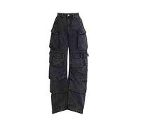Women's Cargo Pants Y2K Clothing Multi-Pocket Relaxed Fit Jeans Grunge Clothes Alt Emo Hip Streetwear, Dark Grey, XXL