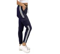 Women's Cargo Pocket Detail Casual Stretch Fit Combat Trousers Pants (UK, Alpha, L, XL, Regular, Regular, Navy/White Side Stripe)