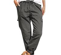 Womens Cargo Trouser Women's Tapered Leg Drawstring Joggers Pants High Waist Stretch Slim Fit Cargo Sweatpants Casual Elasticated Ladies Tracksuit Bottoms with Pockets