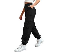 Womens Cargo Trousers Cuffed Ankle, Womens Combat Trousers With Multi Pockets Casual Walking Hiking Pants For Ladies With Elastic Waist Cuffed Ankles Ideal For Outdoor Streetwear and Gym