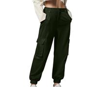 Women's Cargo Trousers Cuffed Leg Casual Walking Travel Pants Utility Workwear Stretchy Elastic Waist Chino Trousers Ladies Joggers Work Casual Y2K Cargo Pants Outdoor Bottoms Streetwear