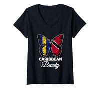 Womens Caribbean Beauty Trinidad and Barbados Half Bajan Trini V-Neck T-Shirt
