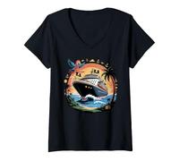 Women's Caribbean Cruise Ship Vacation Cruising V-Neck T-Shirt