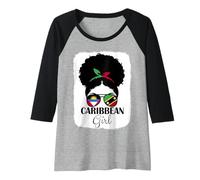 Womens Caribbean Girl Roots Antigua and St Kitts Mix Heritage Raglan Baseball Tee
