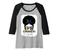 Womens Caribbean Girl Roots Barbados and Dominica Mix Heritage Raglan Baseball Tee