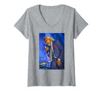 Women's Caribbean Pop Singer Live By Dick Barnatt V-Neck T-Shirt