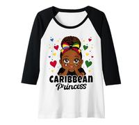 Womens Caribbean Princess Girl Antigua and St Kitts Flag Heritage Raglan Baseball Tee