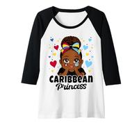 Womens Caribbean Princess Girl Antigua and St Lucia Flag Heritage Raglan Baseball Tee
