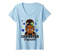 Women's Caribbean Princess Girl Barbados and Vincent Flag Heritage V-Neck T-Shirt