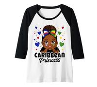 Womens Caribbean Princess Girl Cuba and Guyana Flag Heritage Raglan Baseball Tee